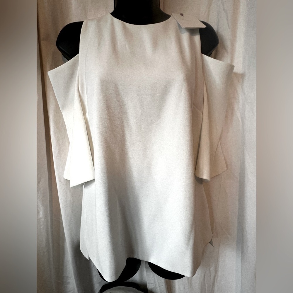 Ted Baker London Out Out Shoulder Top 98-ECRU Gold Accents NWT